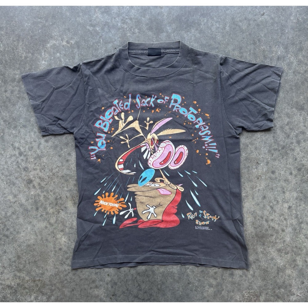 VTG 90s Ren & Stimpy Show T-Shirt Medium MTV Nicktoons Single Stitch 1992
